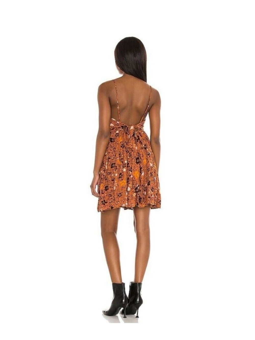 Free People X Revolve KayleBurnt Orange Floral Spaghetti-Strap Mini Dress - Picture 4 of 4